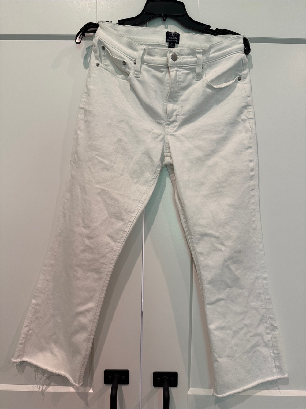 J. Crew White Mid-rise Flare Cropped Ankle Jeans